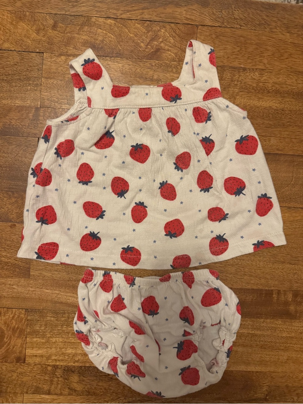 Carter's White Tank Top & Bloomers with Red Strawberry Print